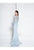 Terani Couture - 1811M6568 Embellished Long Sleeve Sheath Dress In Blue and Neutral