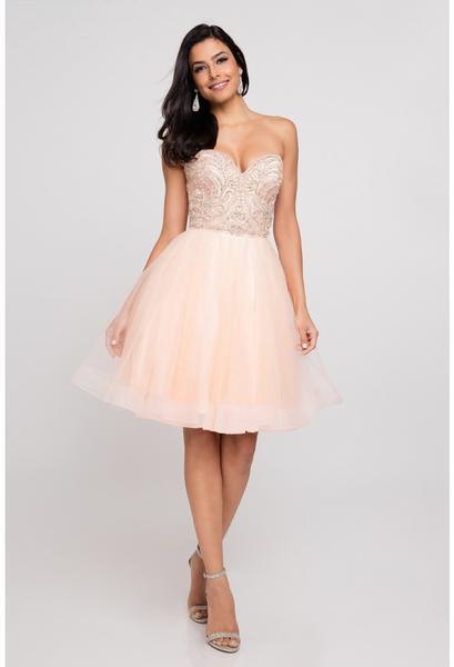 Terani Couture - 1811P5103 Beaded Sweetheart Cocktail Dress In Pink and Nude