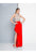 Terani Couture - 1811P5210 Beaded Lace High Halter Sheath Dress In Red and Neutral
