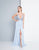 Terani Couture - 1811P5239X Plunging Fitted Evening Dress with Slit In Blue