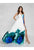 Terani Couture - 1811P5832 Two Tone Floral Print A-line Dress In White and Blue
