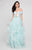 Terani Couture - 1811P5838 Off Shoulder Plunging Illusion Mikado Gown In Green 