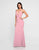 Terani Couture - 1812B5423 Plunging V-Neck Low Cut Sheath Gown In Pink