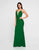 Terani Couture - 1812B5423 Plunging V-Neck Low Cut Sheath Gown In Green