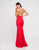 Terani Couture - 1812B5423 Plunging V-Neck Low Cut Sheath Gown In Red