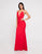 Terani Couture - 1812B5423 Plunging V-Neck Low Cut Sheath Gown In Red