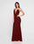 Terani Couture - 1812B5423 Plunging V-Neck Low Cut Sheath Gown In Red