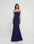 Terani Couture - 1812B5424 Strapless Straight-Across Trumpet Long Gown In Blue