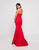 Terani Couture - 1812B5424 Strapless Straight-Across Trumpet Long Gown In Red