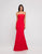 Terani Couture - 1812B5424 Strapless Straight-Across Trumpet Long Gown In Red