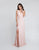 Terani Couture - 1812B5427 Sleeveless Gathered V-Neck High Slit Gown In Pink