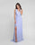 Terani Couture - 1812B5427 Sleeveless Gathered V-Neck High Slit Gown In Purple