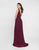 Terani Couture - 1812B5427 Sleeveless Gathered V-Neck High Slit Gown In Purple