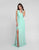Terani Couture - 1812B5427 Sleeveless Gathered V-Neck High Slit Gown In Green