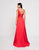 Terani Couture - 1812B5428 Pleated Asymmetrical Neck A-Line Gown In Red