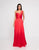 Terani Couture - 1812B5428 Pleated Asymmetrical Neck A-Line Gown In Red