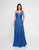 Terani Couture - 1812B5428 Pleated Asymmetrical Neck A-Line Gown In Blue