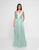 Terani Couture - 1812B5428 Pleated Asymmetrical Neck A-Line Gown In Green