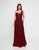 Terani Couture - 1812B5428 Pleated Asymmetrical Neck A-Line Gown In Red