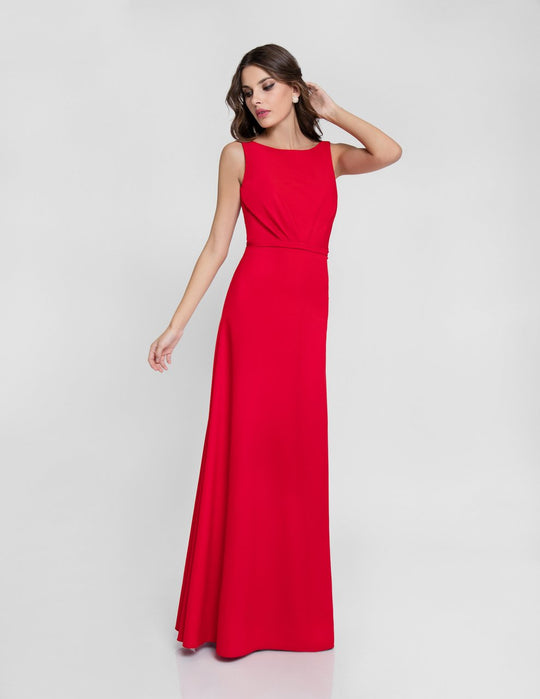 Terani Couture - 1812B5432 Sleeveless V Back Long Dress In Red