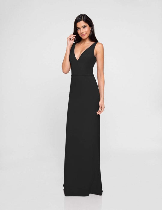 Terani Couture - 1812B5439 Sleeveless Plunging V-Neck Sheath Long Gown In Black