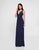 Terani Couture - 1812B5439 Sleeveless Plunging V-Neck Sheath Long Gown In Blue