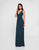 Terani Couture - 1812B5439 Sleeveless Plunging V-Neck Sheath Long Gown In Blue and Green