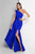 Terani Couture - 1812E6296X Cascading Paneled Asymmetrical Long Gown In Blue