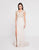Terani Couture - 1812M6655 Cap Sleeve Crystal Ornate High Slit Gown In Neutral