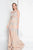 Terani Couture - 1812P5351 Beaded Nude Illusion High Slit Column Gown In Neutral