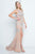 Terani Couture - 1812P5351 Beaded Nude Illusion High Slit Column Gown In Neutral
