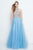Terani Couture - 1812P5868 Beaded High Halter Tulle Gown In Blue