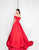 Terani Couture - 1812E6254 Drape Off-Shoulder Ballgown In Red