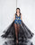 Terani Couture - 1812E6282 Sleeveless Floral Bodysuit Gown In Black and Floral