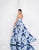 Terani Couture - 1812E6310 Strapless Floral Print Ballgown In Blue and Floral