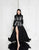 Terani Couture - 1812E6323 Collared Neck Embellished Gown In Black