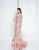 Terani Couture - 1812GL6493 Sheer Cap Sleeves Beaded Gown In Pink