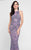 Terani Couture - 1812GL6497 Beaded Lace Illusion Halter Sheath Dress In Purple