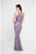 Terani Couture - 1812GL6497 Beaded Lace Illusion Halter Sheath Dress In Purple