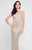 Terani Couture - 1812GL6499 Beaded Illusion Jewel Sheath Dress In Silver and Neutral