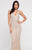 Terani Couture - 1812GL6504 Silver Embellished Plunging V-neck Dress In Silver and Neutral