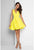 Terani Couture - 1812P5140G Deep V-neck A-line Cocktail Dress In Yellow