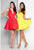 Terani Couture - 1812P5140G Deep V-neck A-line Cocktail Dress In Red and Yellow