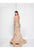 Terani Couture - 1812P5382 Embellished Illusion Bateau Trumpet Dress In Silver and Neutral