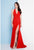 Terani Couture - 1812P5394G Deep Halter V-neck Trumpet Dress In Red