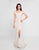 Terani Couture - 1813B5185 Sculpted Off Shoulder High Slit Sheath Gown In Neutral