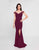 Terani Couture - 1813B5185 Sculpted Off Shoulder High Slit Sheath Gown In Pink
