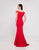Terani Couture - 1813B5185 Sculpted Off Shoulder High Slit Sheath Gown In Red