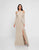 Terani Couture - 1813B5187 Long Sleeve Cutaway Shoulder Sheath Gown In Neutral