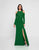 Terani Couture - 1813B5187 Long Sleeve Cutaway Shoulder Sheath Gown In Green